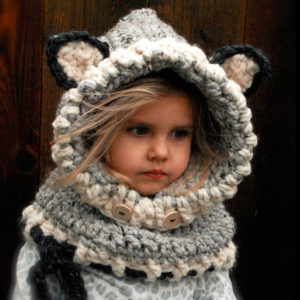 Passe-montagne enfant chat gris