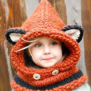 Passe-montagne enfant chat orange