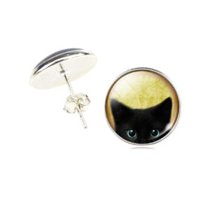 Boucles d'oreilles chat cabochon