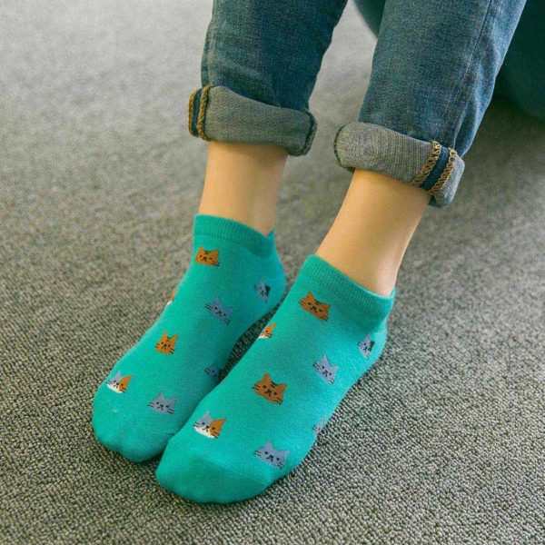 Chaussettes colorées motif chat – Image 4
