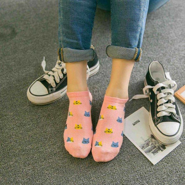 Chaussettes colorées motif chat – Image 3