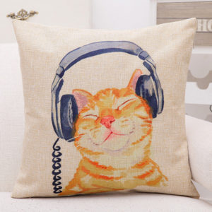 Housse de coussin chat musique