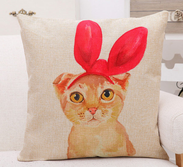 Housse de coussin chat lapine
