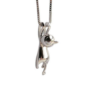 Pendentif chat argenté