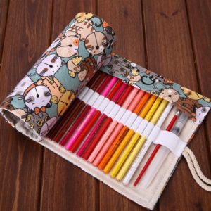 Rangement crayons et maquillage bleu gris