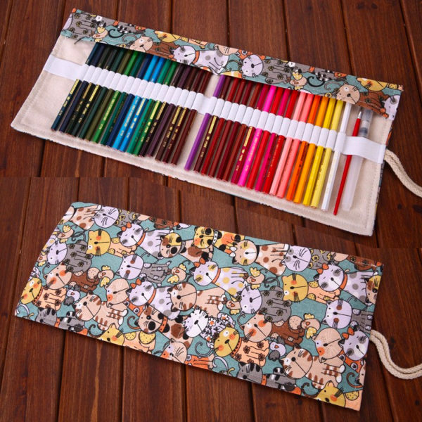 Rangement crayons et maquillage bleu gris – Image 2