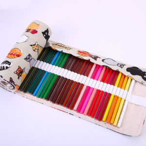 Rangement crayons et maquillage beige