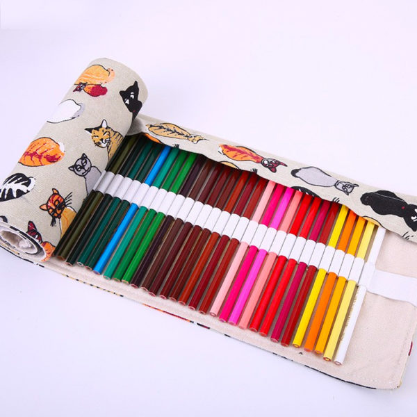 Rangement crayons et maquillage beige
