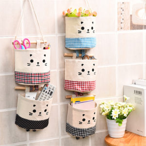 Rangement mural en tissu tête de chat