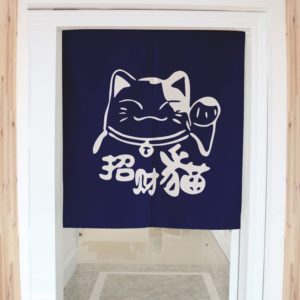 Panneau japonais chat porte-bonheur bleu
