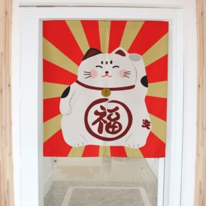 Panneau japonais chat porte-bonheur coloré