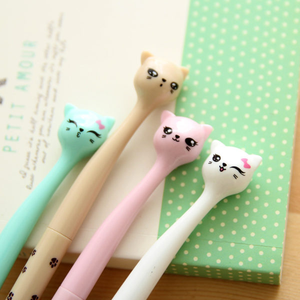 4 stylos chats mignons