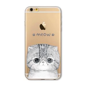 Coque iPhone transparente chat meow