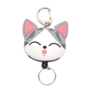 Porte-clés enrouleur tête de chat