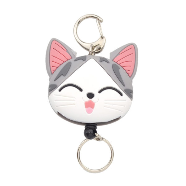 Porte-clés enrouleur tête de chat