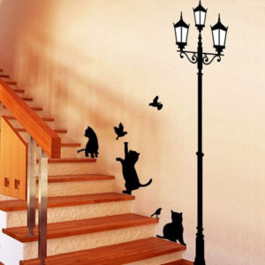 Set stickers chats et lampadaire